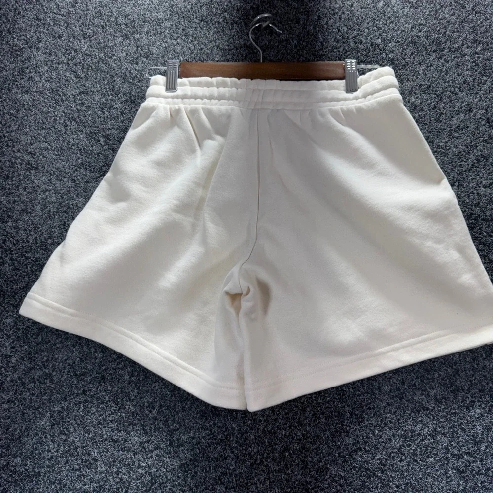 The North Face Womens‎ XS Cream Fleece Sweat Shorts Drawstring Off White Logo